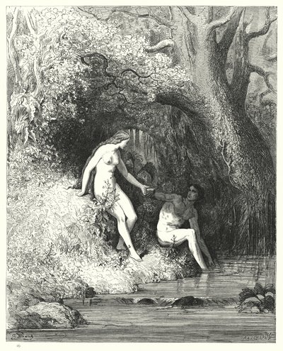 Illustratie van Gustave Doré voor Miltons Paradise Lost, Boek IV, regels 335, 336 door Gustave Dore